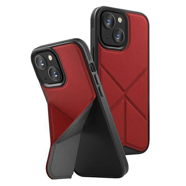 UNIQ TRANSFORMA VERSATILE PROTECTION CASE WITH FOLDABLE VIEWING STAND FOR IPHONE 13 | RED